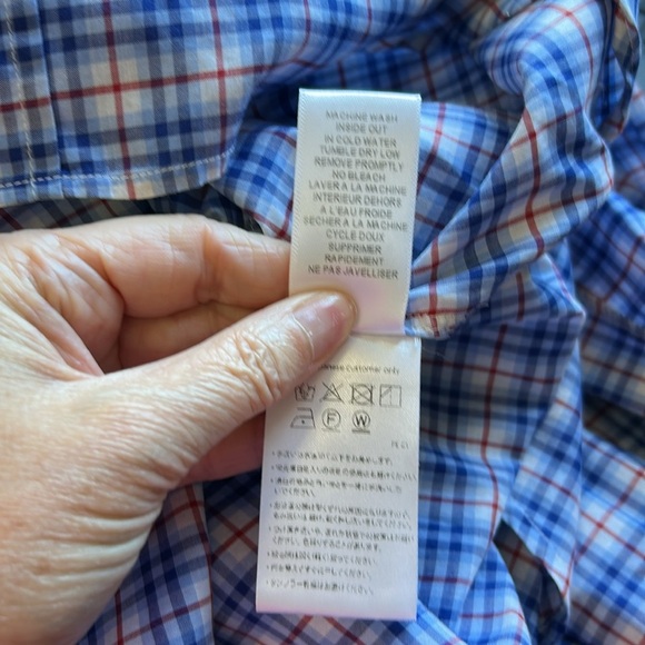Frank and Eileen Grayson Shirt Italian Fabric Plaid Blue Red Classic Fit Sz S - Picture 12 of 15
